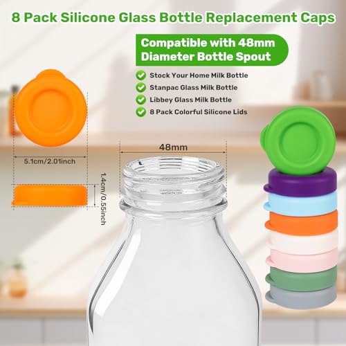 Reusable Silicone Milk Bottle Caps - 48mm Leak-Proof Lids