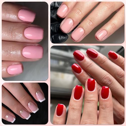 Bellelfin Short Square Press on Nails Kit - 288Pcs Glossy French Fake Nails