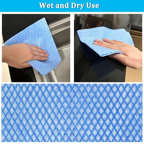 Porffitoy 50-Pack Large Reusable Blue Dish Cloths - Absorbent Kitchen Towels