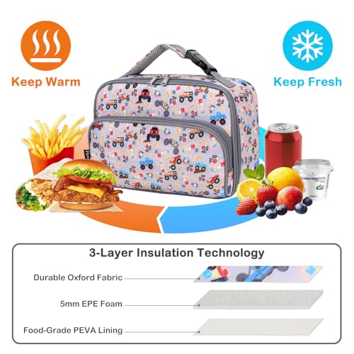 FlowFly Insulated Kids Lunch Box - Durable Meal Tote for School
