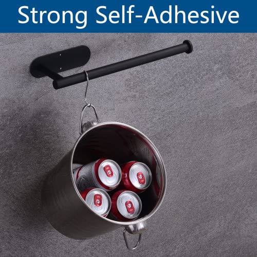 Stainless Steel Paper Towel Holder with 2 Hooks - Wall Mounted, Space Saving