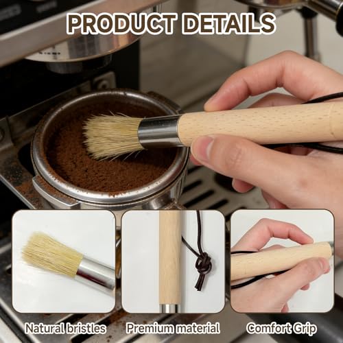 Coffee Grinder Cleaning Brush Set - 3 Pack with Natural Bristles