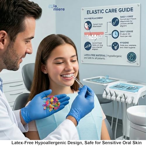 LA MIERE Orthodontic Elastics Heavy 1/4 Inch Neon Rubber Bands 100 Count