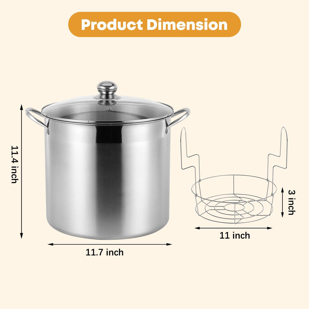 BriSunshine 21.5 QT Stainless Steel Canning Pot with Lid, Rack & Canning Tools Set, Canning Supplies Kit Water Bath Canner for Beginner