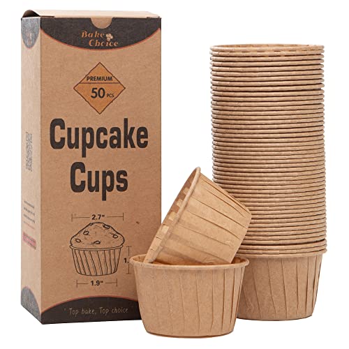 Bake Choice Natural Cupcake Baking Cups - 50pcs Greaseproof Paper Liners