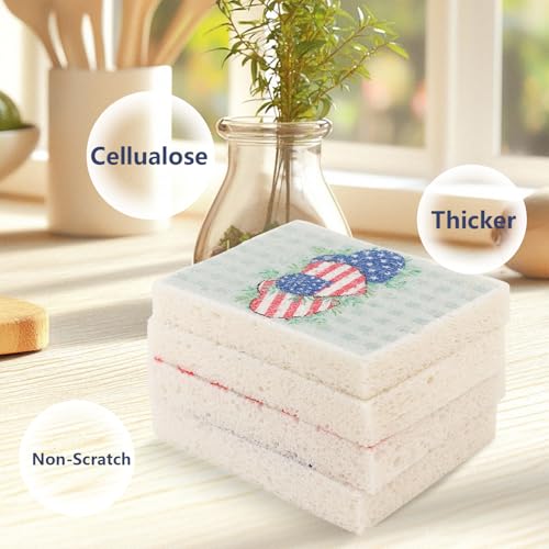 USA Flag Kitchen Dish Sponges - 4th of July Rectangle Style 1
