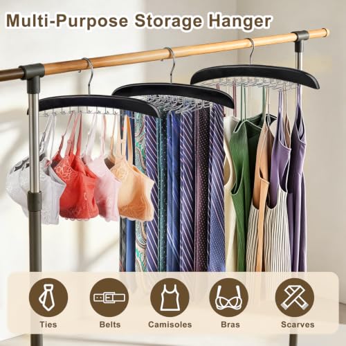 SOGCASE Wooden Tie and Belt Hanger, 24-Hook Rotating Closet Organizer (1-Pack)