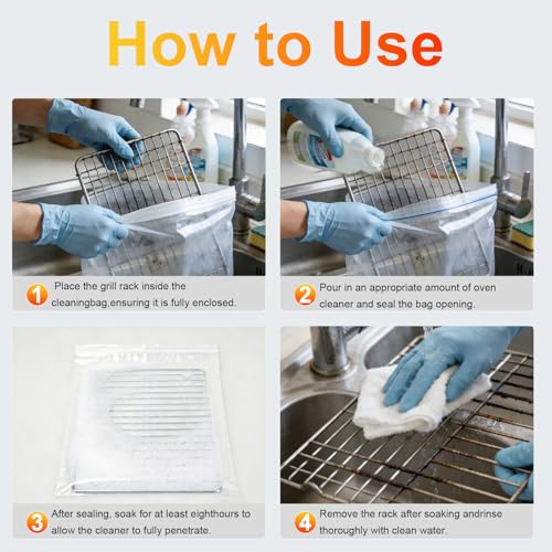 Heavy Duty Reusable Oven Rack Cleaning Bags - 6 Pack