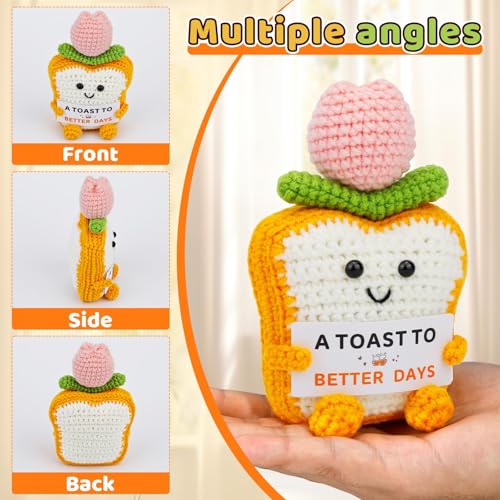 Handmade Crochet Toast with Uplifting Card | Emotional Support Gift
