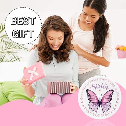 Sister Compact Mirror Butterfly Motivational Pocket Makeup Mirror