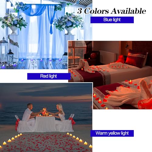 1000pcs Blue Artificial Rose Petals & 12 LED Tea Lights for Decor