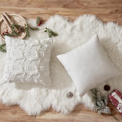MIULEE Christmas Reindeer & Snowflake Throw Pillow Covers, 20x20 Set of 2