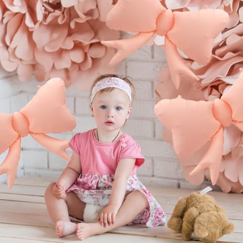 Large Pink Bow Balloons - 3 Pcs Reusable Decorations for Parties