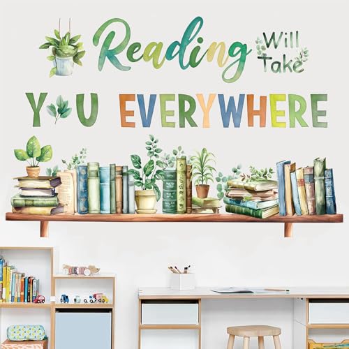 Greenery Inspirational Reading Wall Decals - 2Pcs Large Stickers