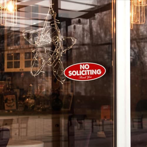 No Soliciting Sign Stickers - 6 Pack Vinyl Decals for Doors & Windows