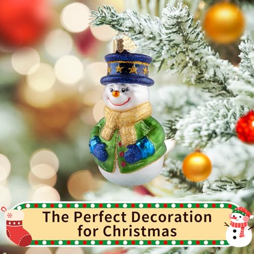 Hand-Blown Glass Snowman Christmas Ornament - Festive Tree Decoration