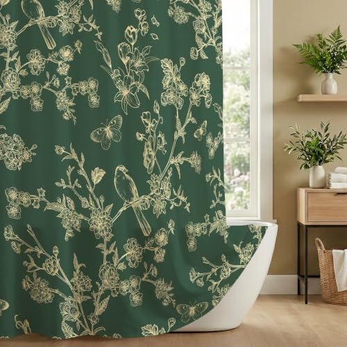 Mocsicka Vintage Floral Shower Curtain - Waterproof, 71x71 inch