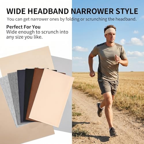 Wide Cotton Headbands for Women 6-Pack Soft Stretch Non-Slip Hair Bands