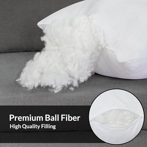 12x12 White Pillow Insert Pack of 1 - Down Alternative Square Cushion for Bed & Couch