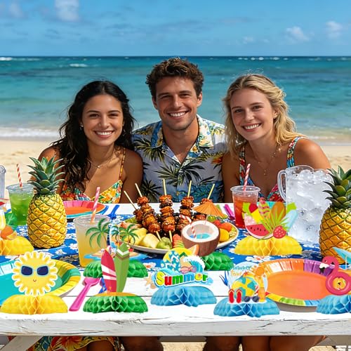 Hawaiian Luau Party Decorations 9 Pcs - Hawaii Theme Centerpieces Set