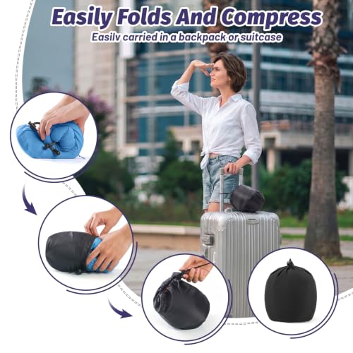 Ergonomic Memory Foam Travel Pillow for Neck Support - Light Blue