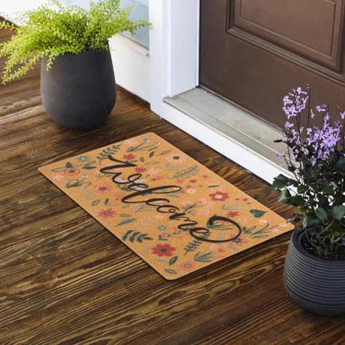 Welcome Floral Spring Doormat 17x29 Inch - Durable & Non-Slip