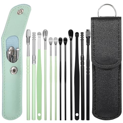 Prasacco 12-Piece Stainless Steel Earwax Removal Kit with PU Case