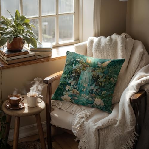 Butterfly Throw Pillow Cover 18x18 - Cotton Decorative Cushion