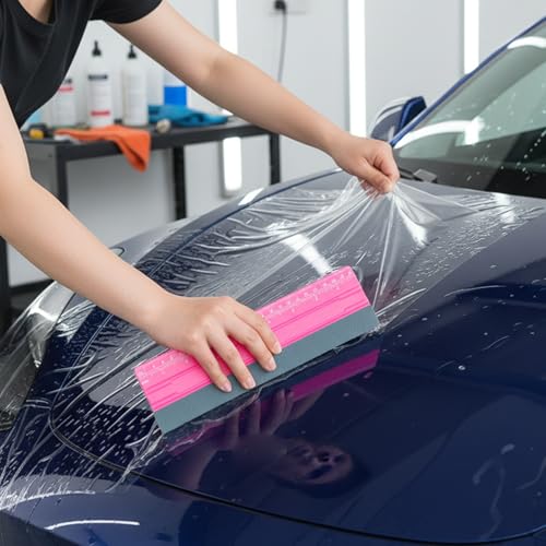Tweruna 10 Inch Vinyl Squeegee Tool with Ruler - Pink & Black