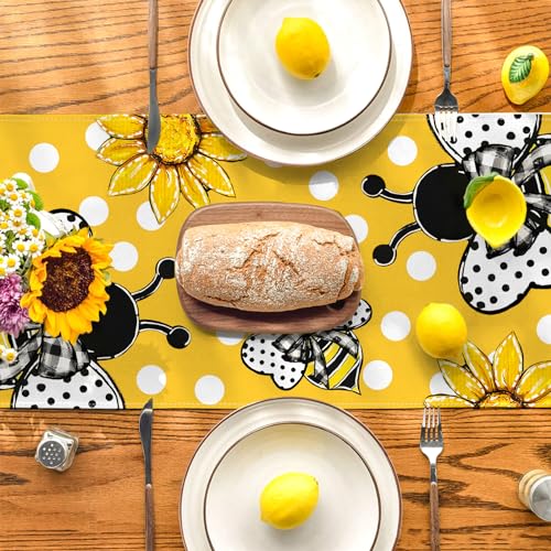 Sunflower Table Runner 13x72 Inch Floral Bee Spring Summer Decor