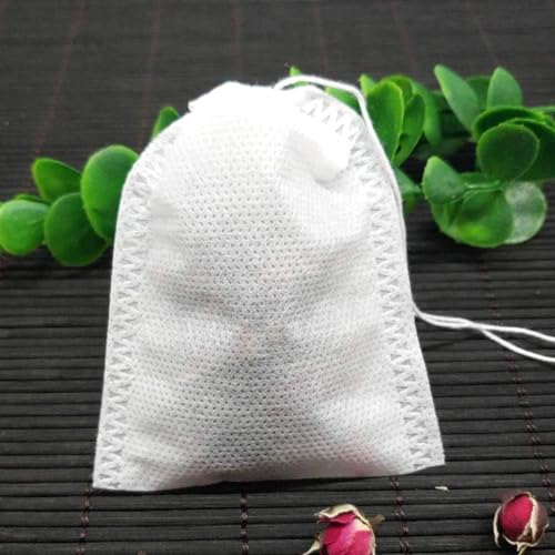 100 Cotton Disposable Tea Filter Bags with Drawstring - 5cm