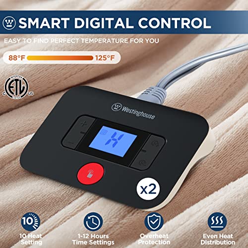 Electric Blanket Queen Size Beige 84x90 with Dual Control & Safety Certifications