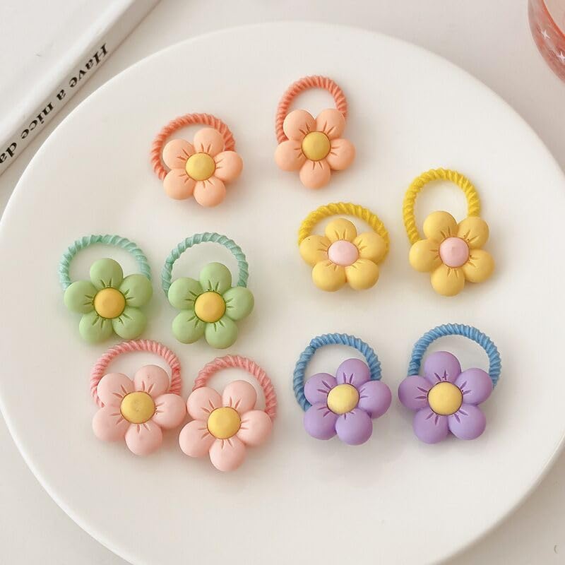 Small Dog Hair Bows 20pcs Cute Fruit Sunflower Rubber Bands for Pets