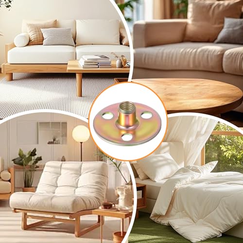Exircy 4 Sets Furniture Leg Mounting Plates with Screws - 36mm Diameter