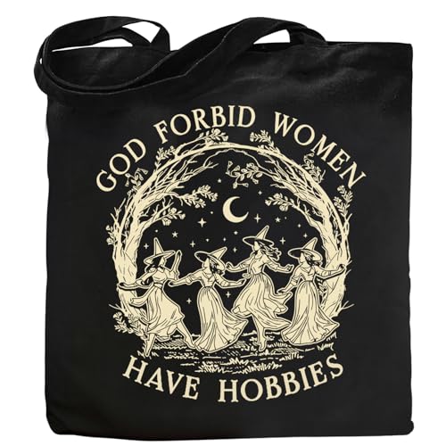 Cute Witchy Canvas Tote Bag for Women - Funny Spooky Gift