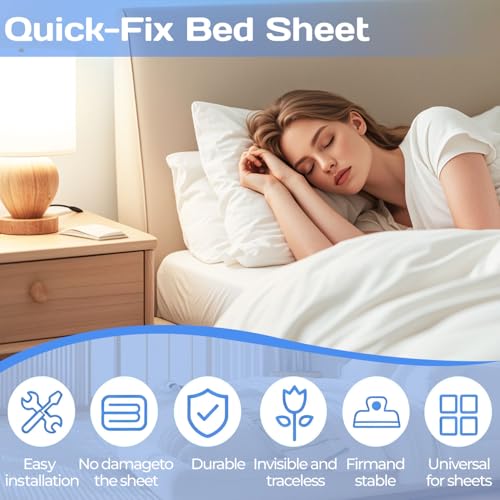 White Bed Sheet Holders - 4PCS Adjustable Non-Slip Straps
