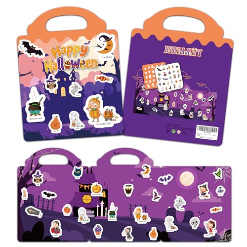 Halloween Sticker Book for Kids - Waterproof Reusable Stickers