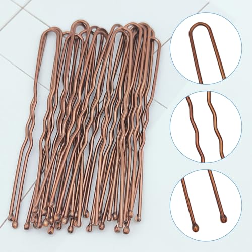 Brown Hair Nets and U-Shaped Pins Set for Hair Buns 10 Pcs