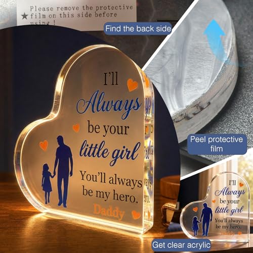 Heart-Shaped Acrylic Dad Plaque - Perfect Gift from Daughter