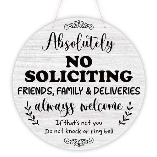 No Soliciting Wood Hanging Sign - Rustic Front Door Decor