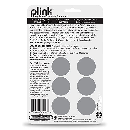 Plink Fizzy Drain Freshener - Lemon Scent, Pack of 3 (18 Count)