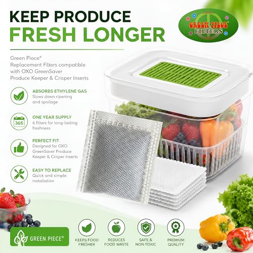 Green Piece Replacement Filters for OXO GreenSaver Produce Keeper - 6 Pack