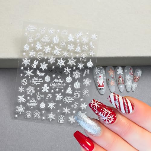 Christmas Nail Art Stickers 6 Sheets 3D Self Adhesive Winter Holiday Decals
