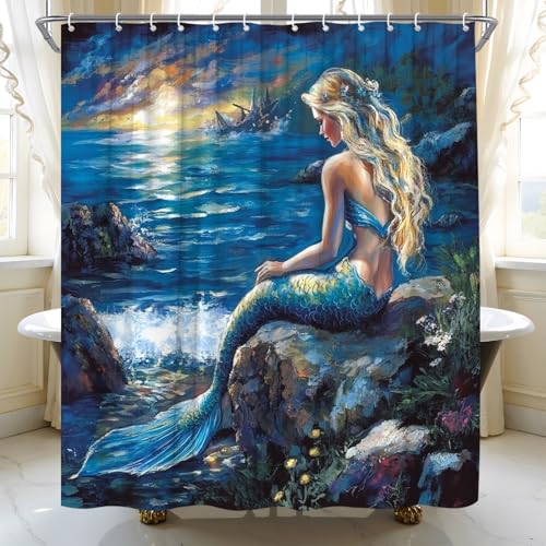 Fantasy Mermaid Shower Curtain - 72x72 Inch Waterproof Decor