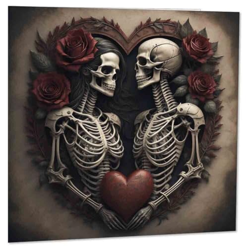 Purple Fox Gothic Skull Anniversary Card - 145mm x 145mm