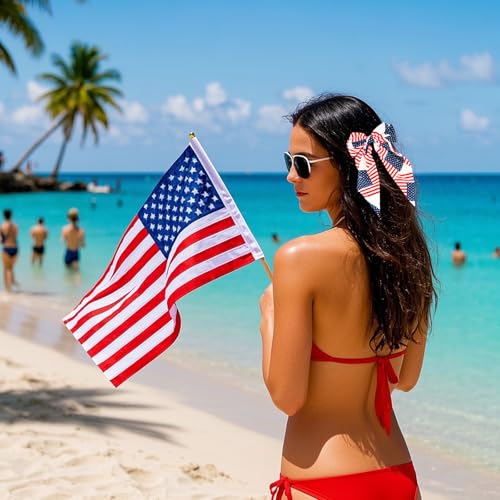 American Flag Hair Bow Claw Clips 2-Pack Patriotic Hair Accessories