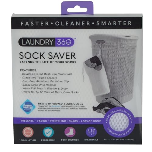 Laundry 360 Sock Saver Wash Bag with Clip - Prevent Lost Socks