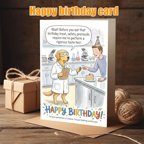 Funny Dog Birthday Card - Taste Tester Joke 5x7 Inch with Envelope