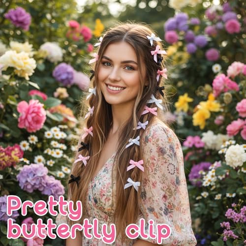 30 Pcs Mini Satin Bow Hair Clips Y2K Hair Accessories for Women Girls