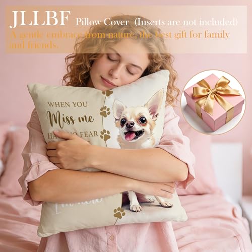 JLLBF Chihuahua Memorial Pillow Cover 18x18 Double-Sided Dog Remembrance Gift